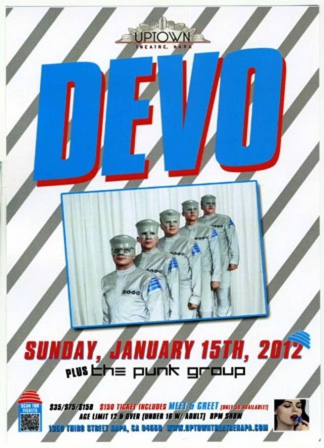 Next Flyer for DEVO Show in Napa, CA