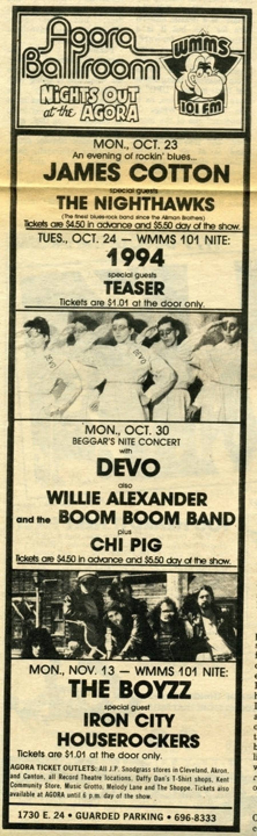 Agora Ballroom Show Advert 1978